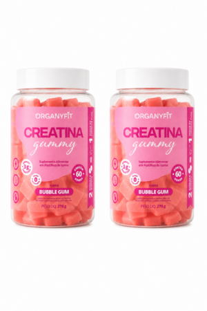 Combo 2 potes - Creatina Gummy OrganyFit Bubble Gum 270g — 60 Gomas | Zero Açúcar