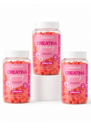Combo 3 potes - Creatina Gummy OrganyFit Bubble Gum 270g — 60 Gomas | Zero Açúcar